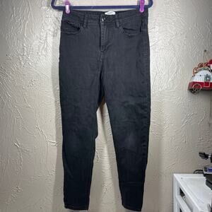 Kensie‎ Womens Black Tapered Leg Mid Rise Wash 5 Pockets Stretch Jeans Sz 8/29